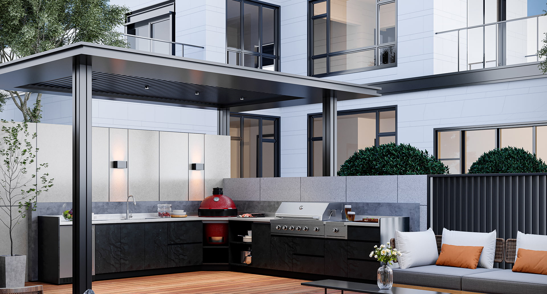 کابینت آشپزخانه در فضای باز L شکل